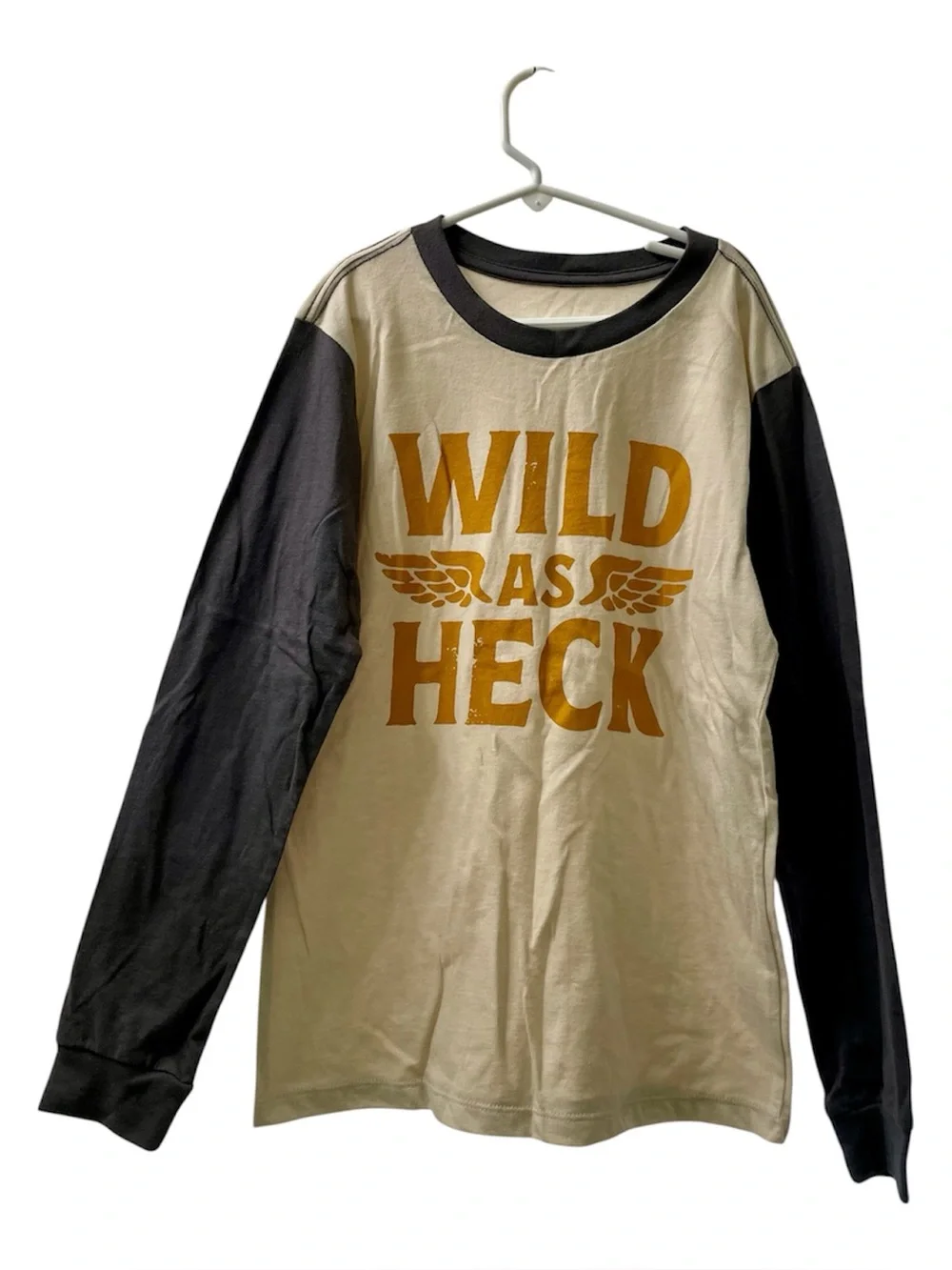Tiny Whales Cream Raglan Wild As Heck Tee